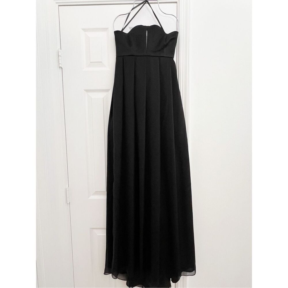 Rebecca Romero Black Silk Peephole Chest Pleated Grace Dress 4 NWT XS Gown Maxi